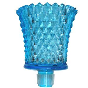 Homco Diamond Point Votive Holder Blue Glass Peg Cup VTG Hurricane Sconce Globe